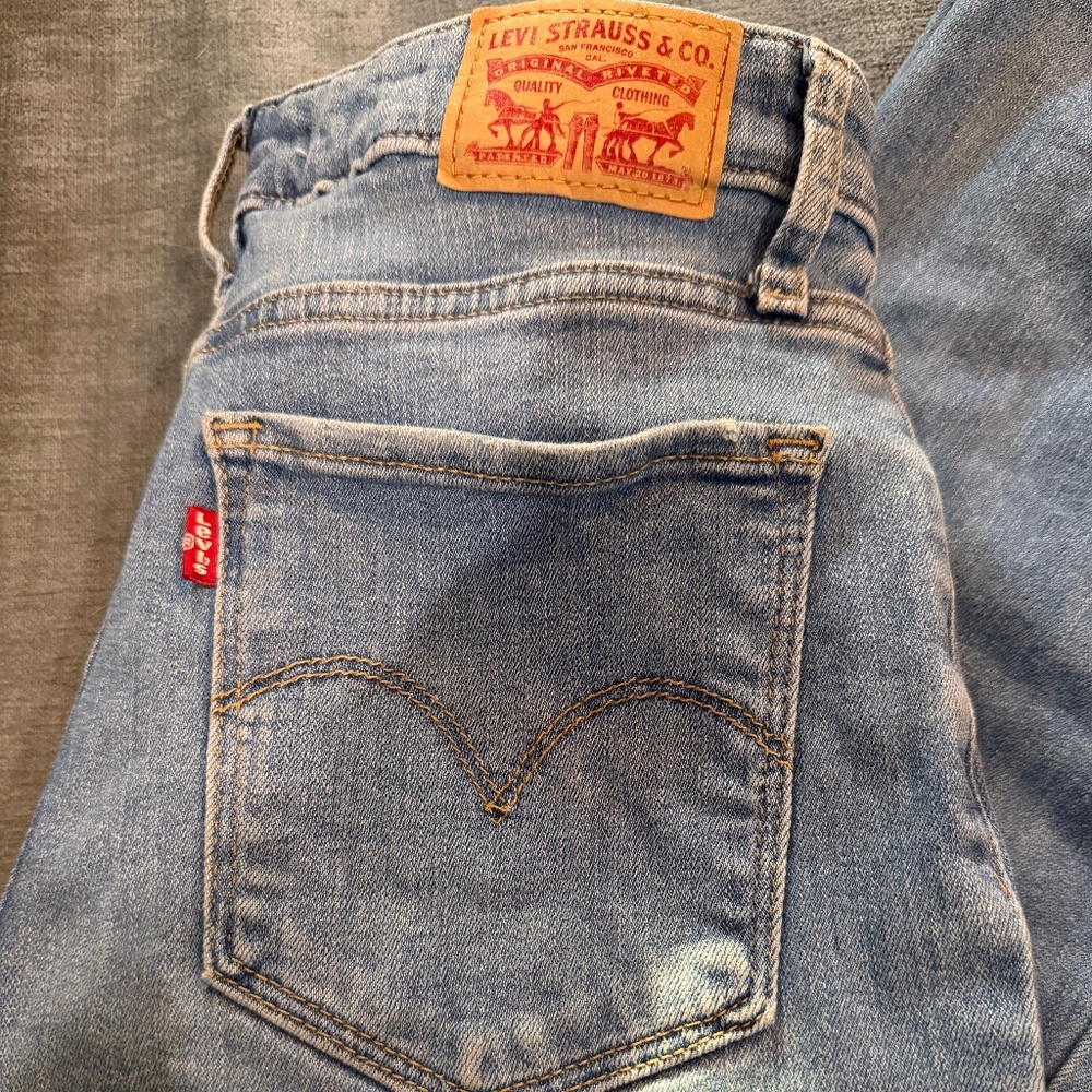 Levis 725 Jeans Womens 25 Blue High Rise Boot Cut Stretch Medium Wash Denim